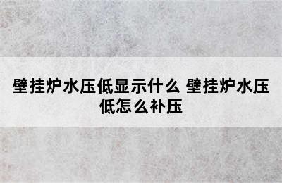 壁挂炉水压低显示什么 壁挂炉水压低怎么补压